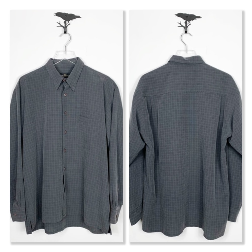 Bugatchi Gray/Black Checked Button Down Shirt - image 1